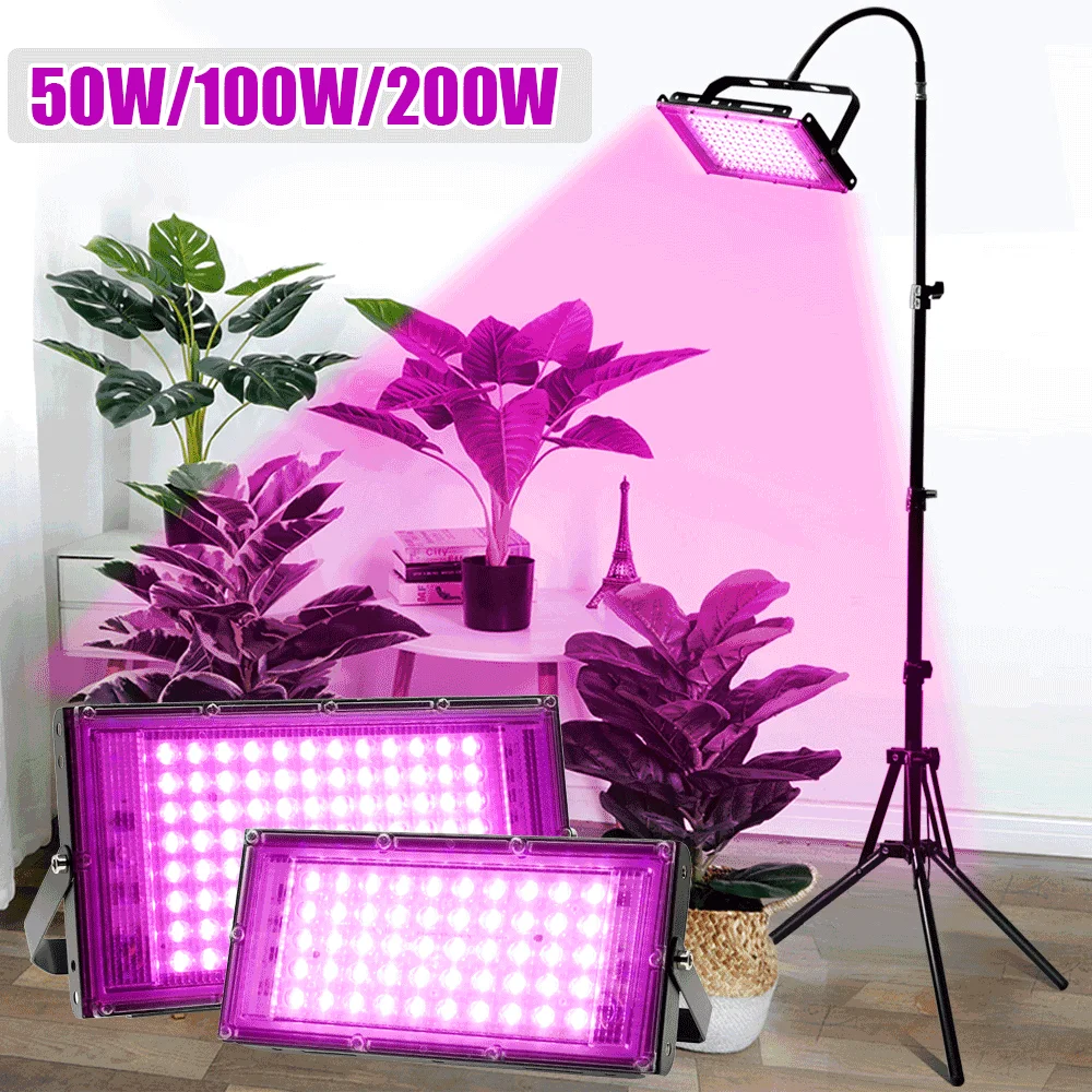 

220V LED Grow Light Phyto Lamp Full Spectrum 50W 100W 200W Growing Lamp Standing For Greenhouse Hydroponic Plant Growth Lighting