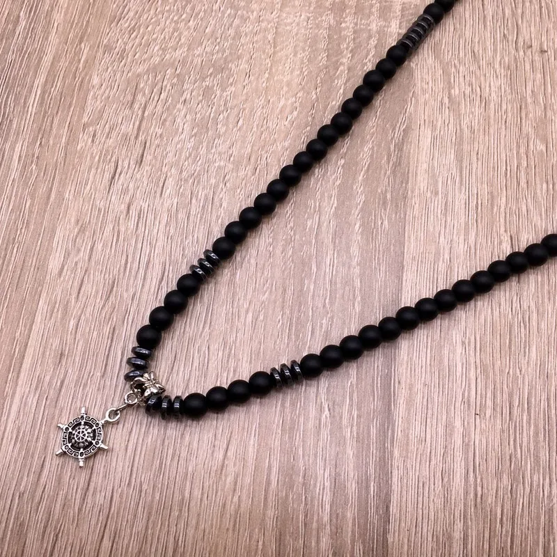 

Men 6mm New Fashion Pendant Neckalce Men 2020 Vintage Design Hand Shape Beaded Necklace Charm Yoga Necklace Jewelry Gift