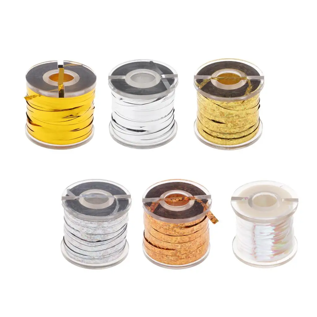 1 Spool Fly Tying Tinsel Flash Tape Holographic Lure Tape Fly Tying Material Fishing DIY tools 183m