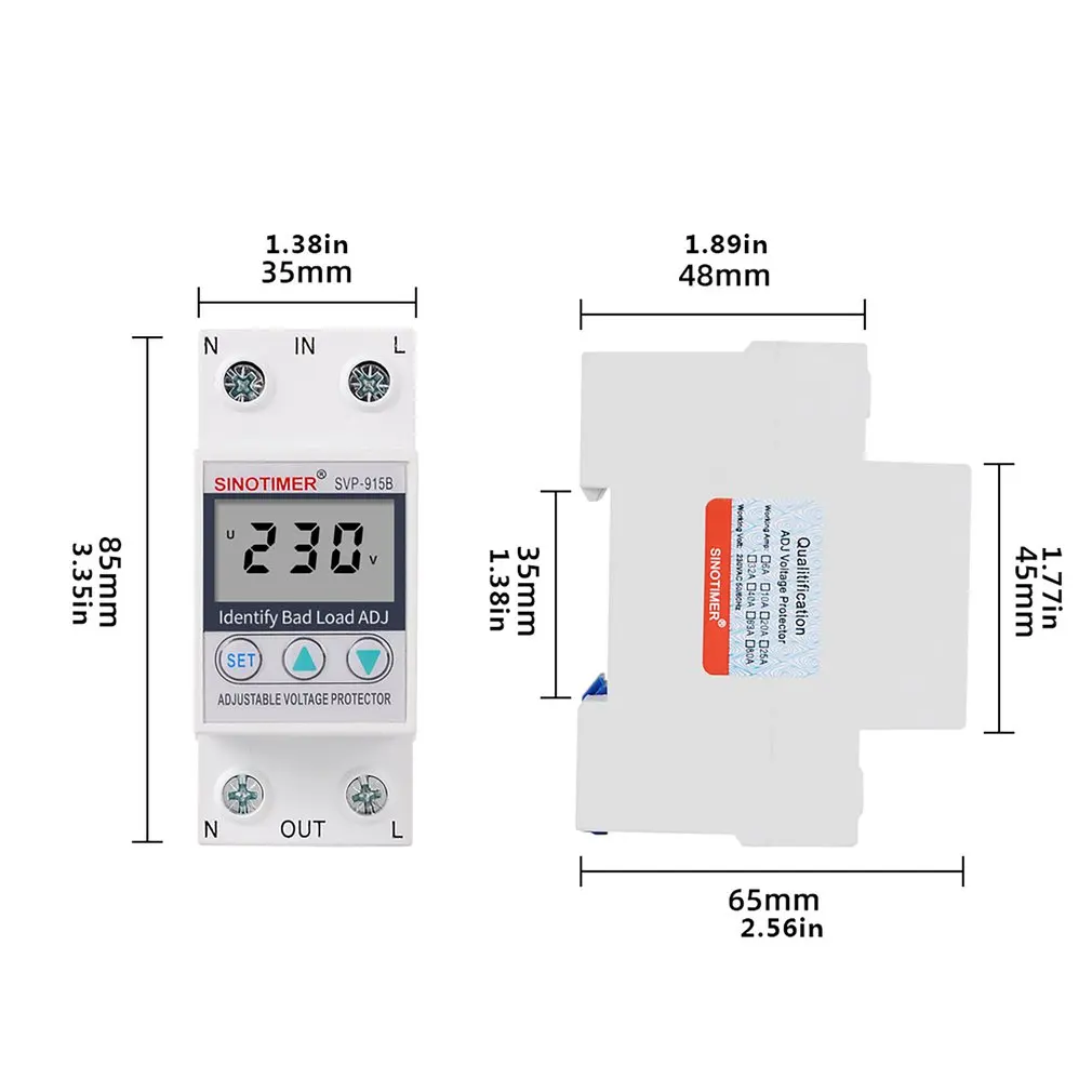 

Rental House Usage LCD Digital Display 230V Adjustable Voltage Surge Protectors Relay With Bad Load Idenfication Protection