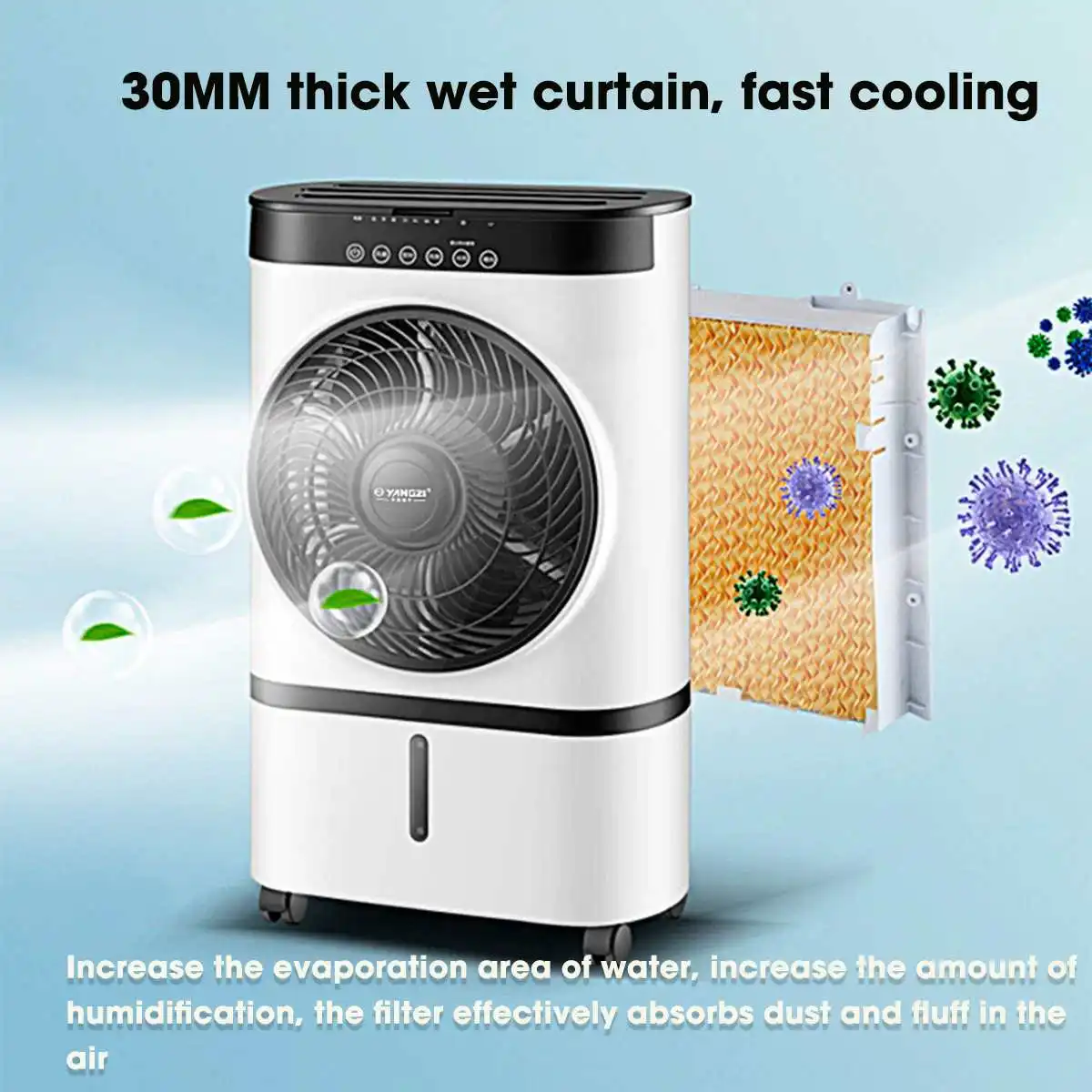 

220V Mobile Portable Air Conditioner 7L Water Tank Mute Air Humidifier Cooler Timer Remote Control Cooling Fan + 10pcs Ice bag