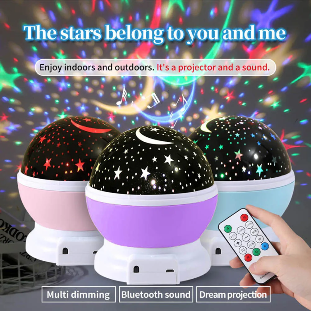 Светодиодный проектор Звезда Луна ночник небо вращающаяся на батарейках Ночная