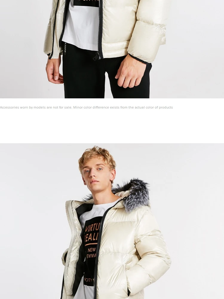 JackJones мужской зимний пуховик с капюшоном и воротником из лисьего меха 218412521