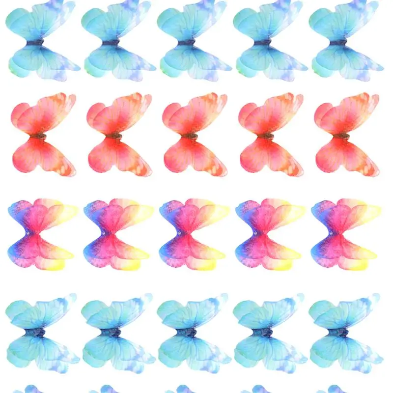 

40pcs Multicolor Stereo Gauze Butterfly Hair Decoration DIY Accessories Applique Clothes Sewing Decoration for Clothes Jewlery