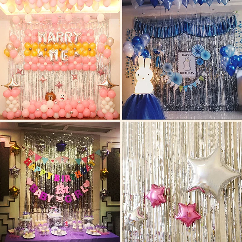 2 45 м многоцветные занавески из фольги с блестками и бахромой для свадьбы дня