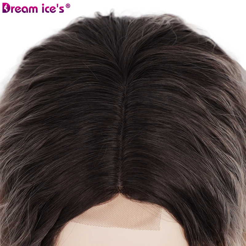 

14 Inches Synthetic Natural Wave Lace Front Wigs For Black Women High Temperature Fiber Ombre Light Blonde Cosplay Wig