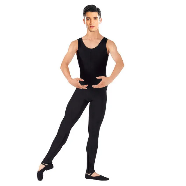 

One Piece Black Tank Unitard Men Lycra Ballet Sleeveless Full Body Tight Jumpsuit Unitards Dance Costumes Unitards Bodysuit