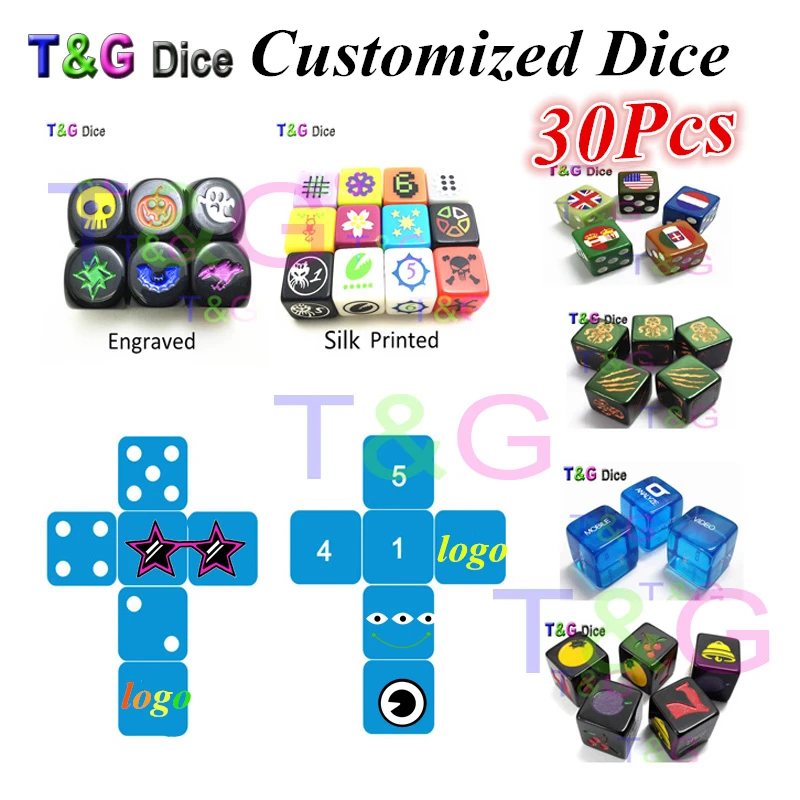 T&G 16mm Customized D6 Dice for Personalized Logo!Custom Top Quality Rpg Dice/Die,Printed,Engraved Logo Board Game!