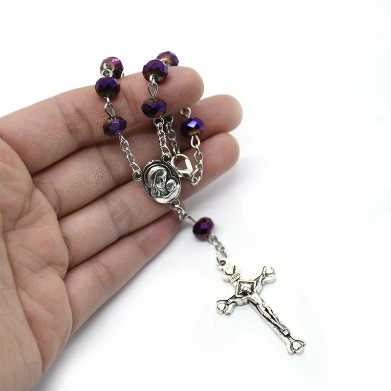 

Holy Jesus Cross Gem Bead Bracelets Fashion Christianity Jewelry Catholicism Exorcism Talisman Pendant Prayer Church Lady Gifts