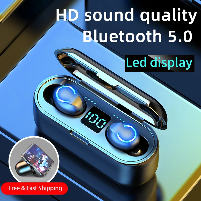 Наушники вкладыши ACHAS F9 Беспроводные с поддержкой Bluetooth 5 0 2200 мА · ч|Наушники и