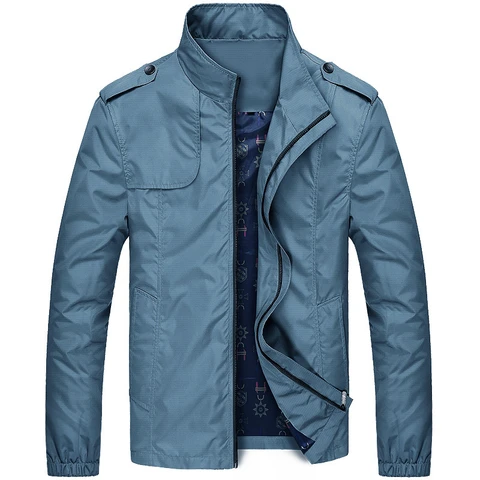 Мужская куртка-бомбер, Повседневная однотонная куртка с воротником-стойкой, весна-осень, 2021
