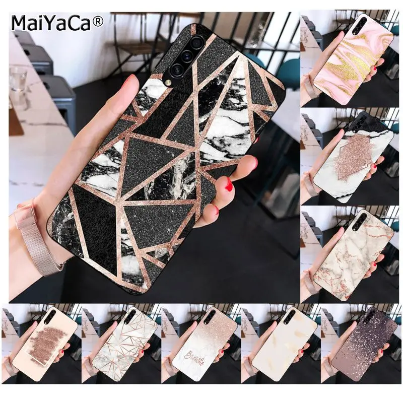 Мягкий чехол для телефона MaiYaCa из ТПУ с мраморным золотым розовым блестящим
