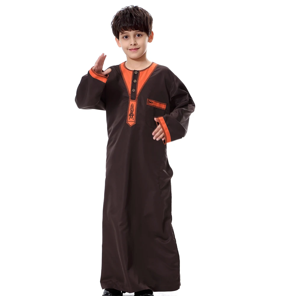 Hanyimidoo Muslim Abaya for Boys Jubba Thobe Middle East Long Robes Kaftan Arab Dubai Adult Long sleeve Islamic Clothing