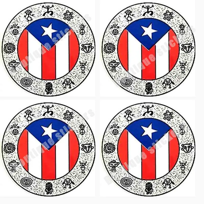 

4-piece Set of Tylenol Drawings Wheels with Puerto Rico Flag Car Stickers Car Body Car Window Decoration Waterproof PVC Vinyl
