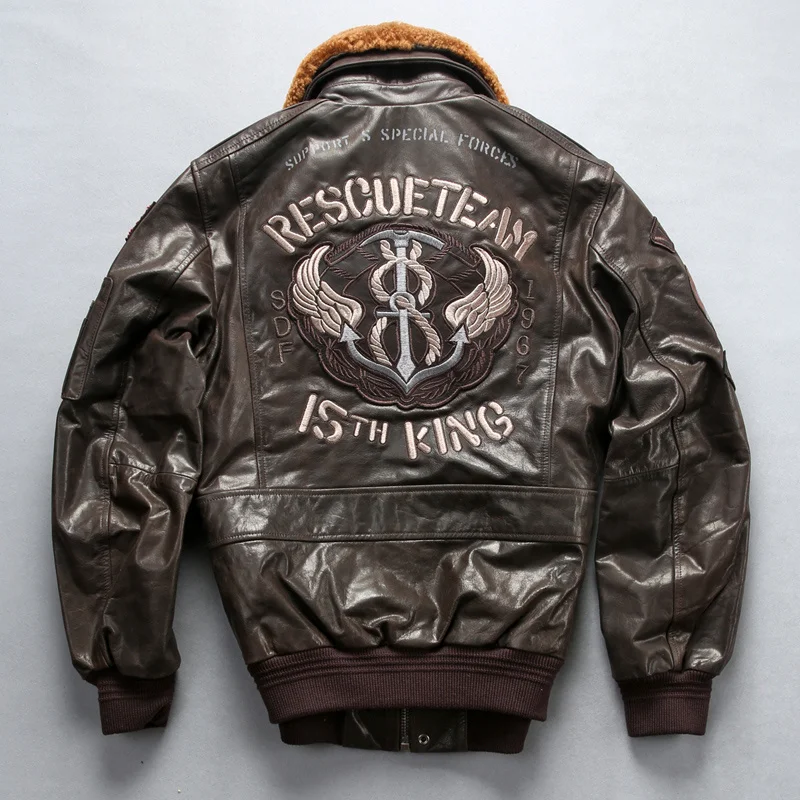 

Мужская летная куртка ВВС 2019, мотоциклетная куртка с меховым воротником, куртка G1 из натуральной кожи, мужская зимняя куртка-бомбер, байкерс...