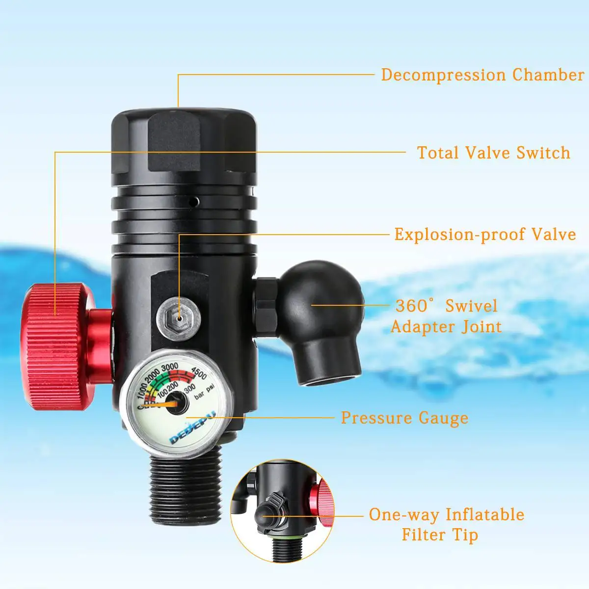 

1L DEDEPU Portable Scuba Diving Tank Oxygen Cylinder Set Dive Respirator Breath Valve Snorkeling Diving Equipment Set