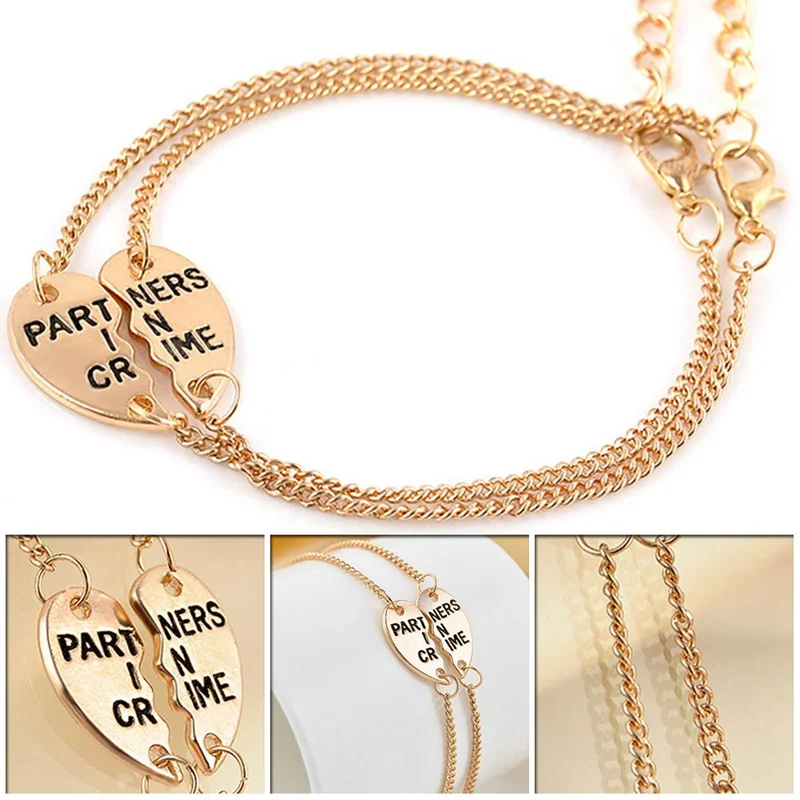 2 шт./пара рисунок сердечко Шить сообщнице браслет дружбы для девочек пары лучший