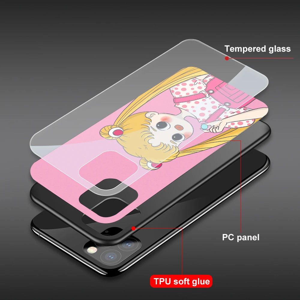 

ciciber Vogue Sailor Moon Funda Case for iphone 12 Case for iphone 12 11 Pro XS Max mini XR X 7 8 6 6s Plus SE 2020 Glass Shell