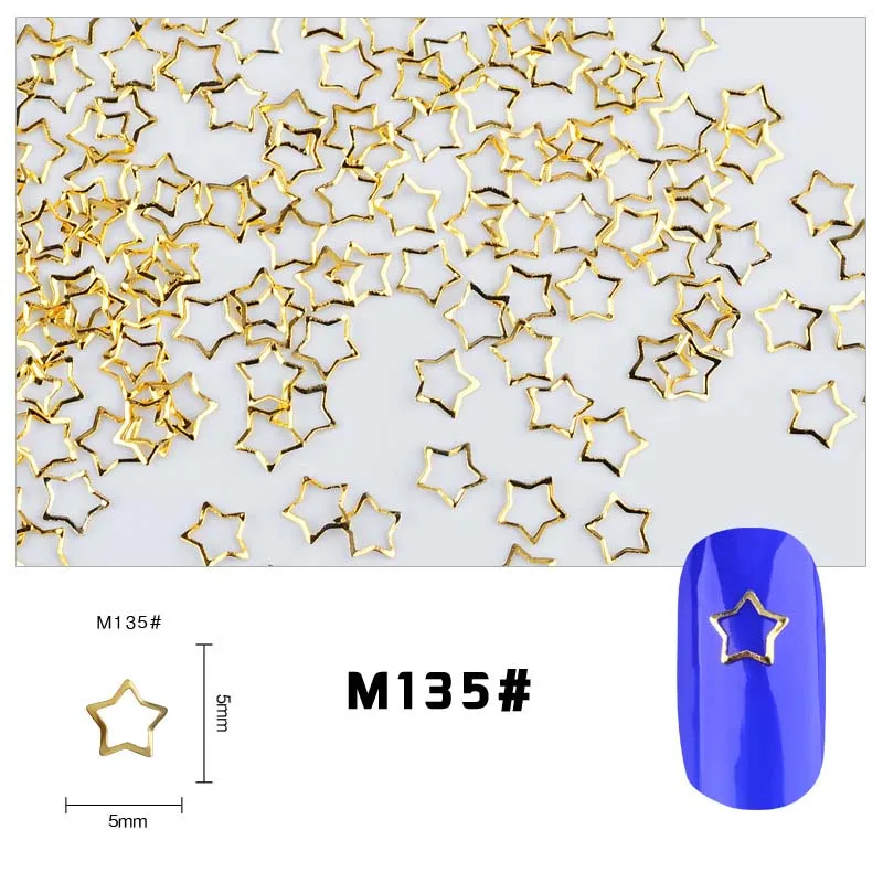 Kalvaro 50Pcs Metal Star Moon Drill Shell Hollow Circle Gold For Nail Art UV Polish Resin Epoxy Mold DIY Decoration Accessories | Красота и