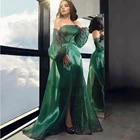 Изумрудно-зеленое вечернее платье Sister без бретелек с бусинами и длинными рукавами из органзы платье русалки для арабского выпускного вечера платье для девочки платья