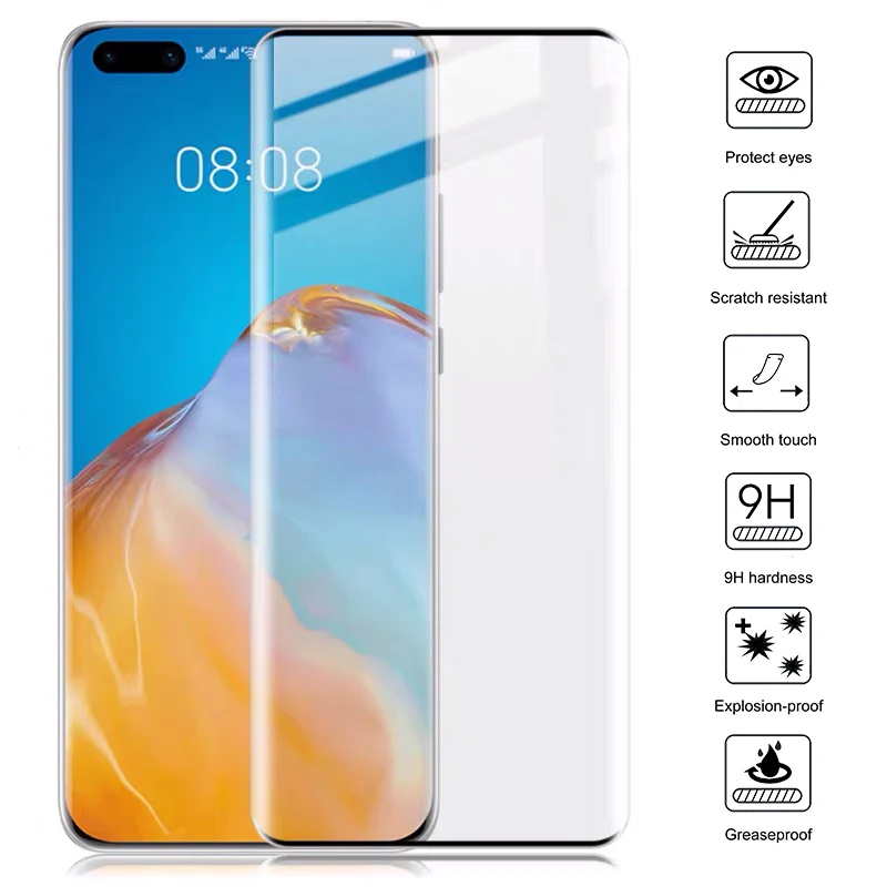 

Original 3D Full Glue edge Curved Glass For Huawei P40 Pro 5G P40Pro Screen Protector HuaweiP40Pro Phone 2-1Pcs Black~White Film