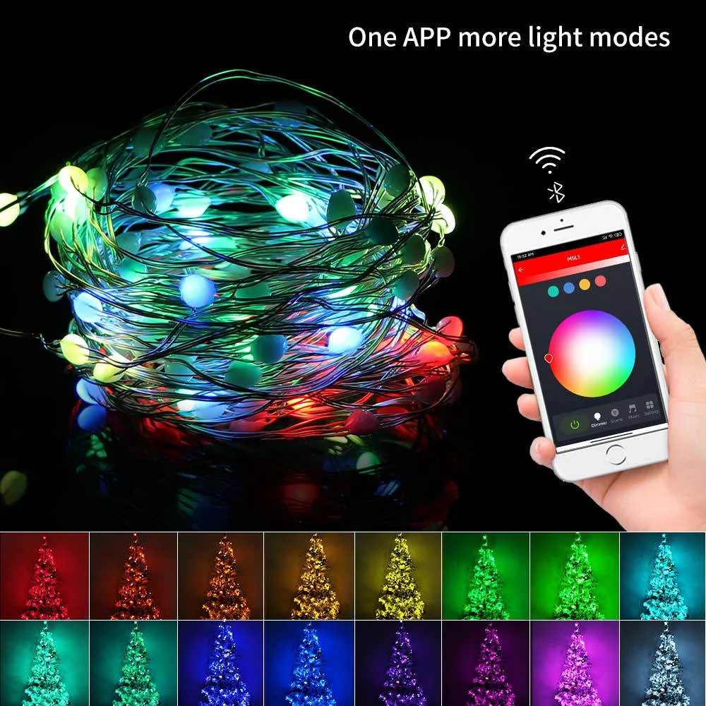 

Fairy Lamp Garland for Home Christmas New Year's Decoration Lighting Dreamcolor String Light WIFI Control Music Sync LED Festoon