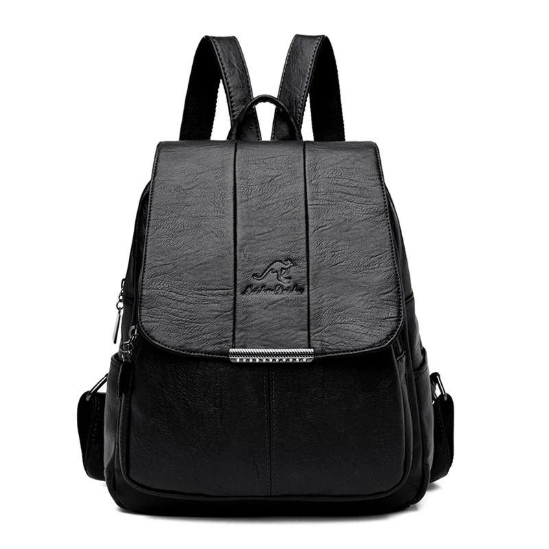 High Quality Leather Backpack Woman New Arrival Fashion Female Backpack String Bags Large Capacity School Bag Mochila Feminina - Цвет: Black