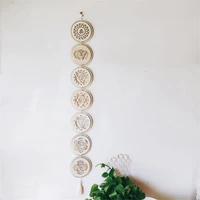 bohemian meditation energy symbols crafts pendant wooden 7 chakra wood discs hanging ornament chakra healing wall art decoration
