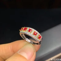 kjjeaxcmy fine jewelry 925 sterling silver inlaid natural adjustable ruby new female girl miss woman ring trendy