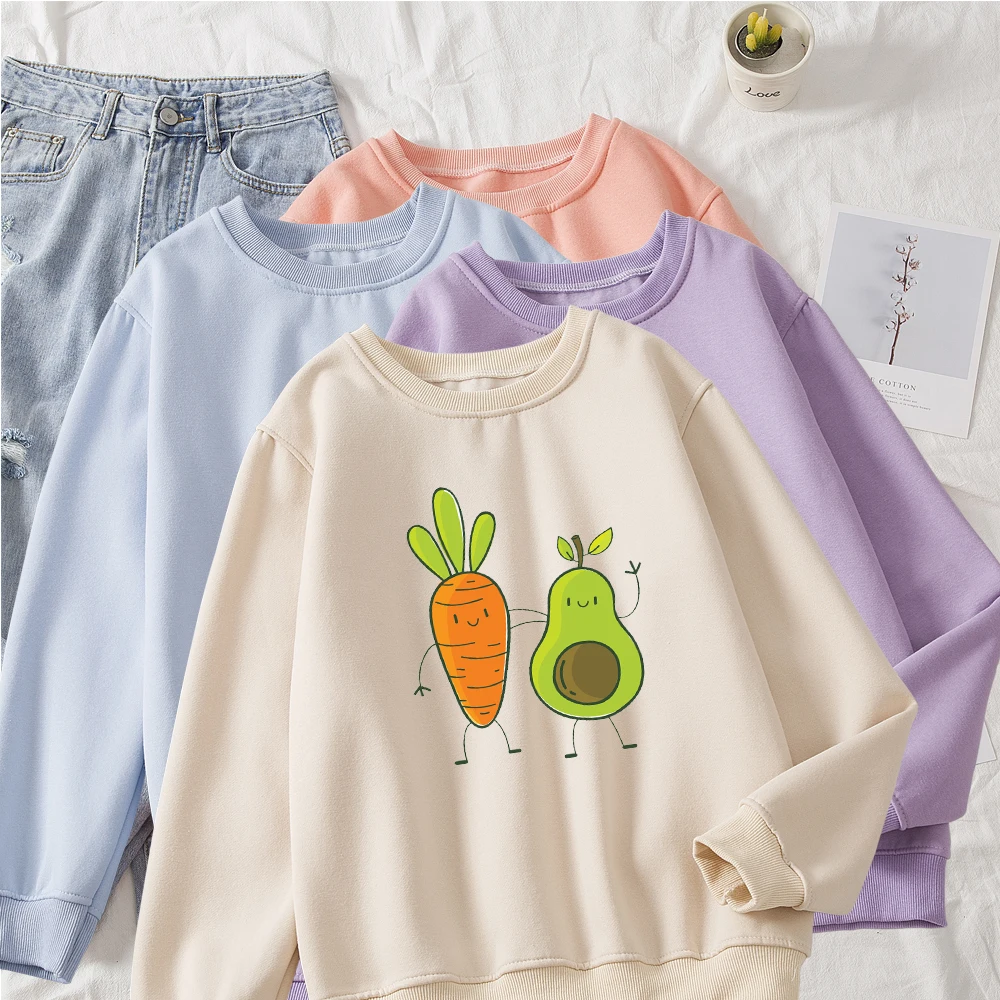 

Женские Мультяшные милые толстовки с графическим принтом авокадо, Женская Корейская уличная одежда в стиле Харадзюку, толстовка большого р...