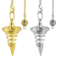 arlie 1pcs metal pendulum pendulos radiestesia pendulums for dowsing spiral cone antique gold silver color pyramid pendule reiki