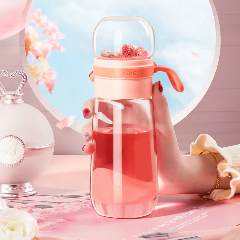 450/600 мл Новая креативная стеклянная бутылка для воды девочек милые портативные