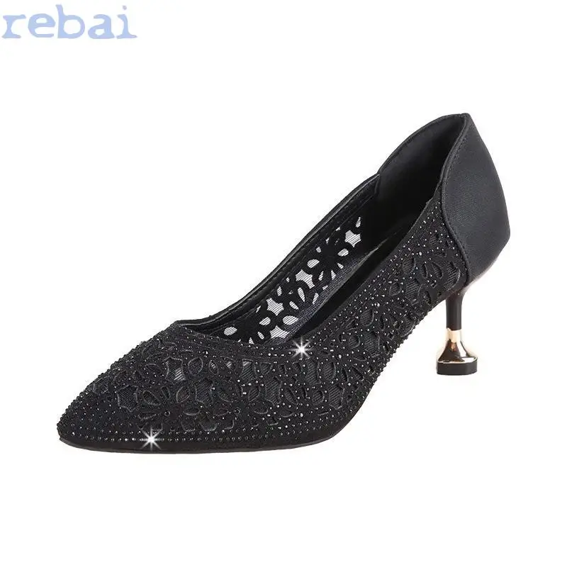 

2020 New Fashion High Heels Women Pumps Thin Heel Classic Black Beige Sexy Ladies Wedding Elastic Buty Damskie Shoes Woman
