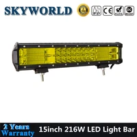 15inch yellow led bar offroad 7d tri row led light bar 216w for 4x4 truck niva lada uaz boat driving fog light car 12v 24v lamp