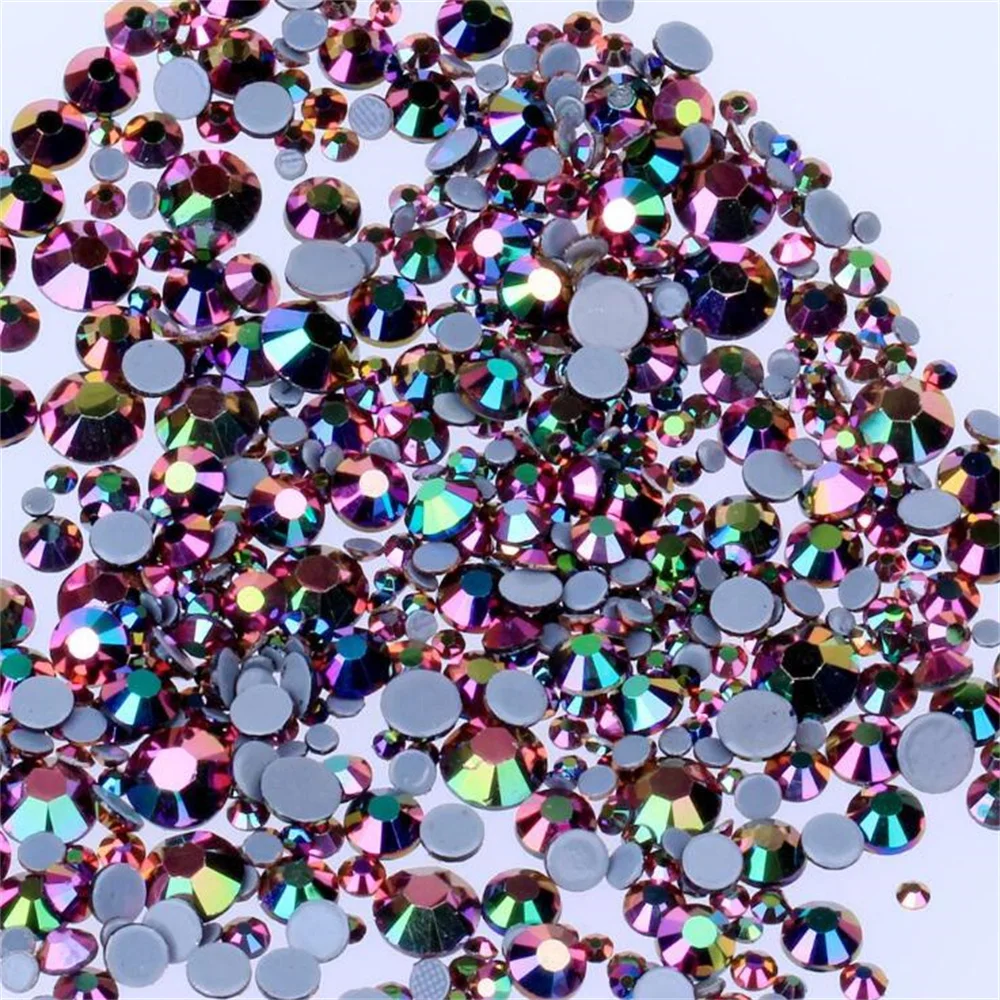 

Rainbow rose all size crystals AB hot-stamping diamonds, glass frosting hot-stamping diamonds for nail art and fabric decoration
