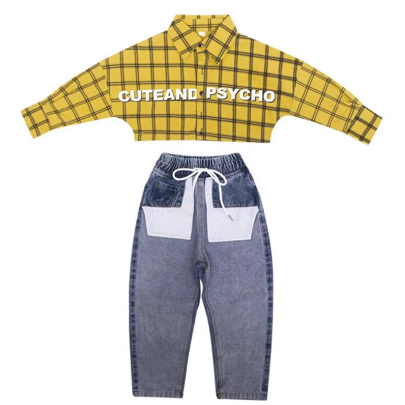 Детская одежда для бальных танцев в стиле хип-хоп кофта с капюшоном джинсовое