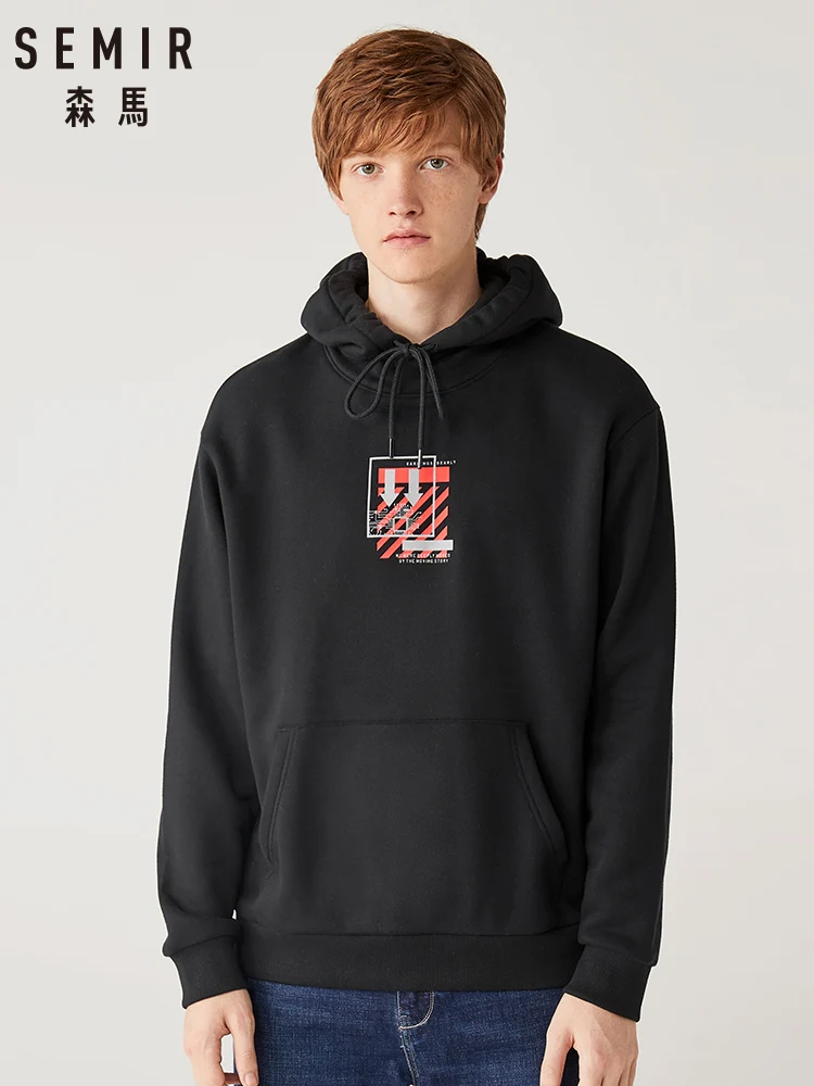 

SEMIR 2019 new men sweatershirt winter plus velvet long sleeve hoodies tide plus velvet thick pullover Korean ins cotton