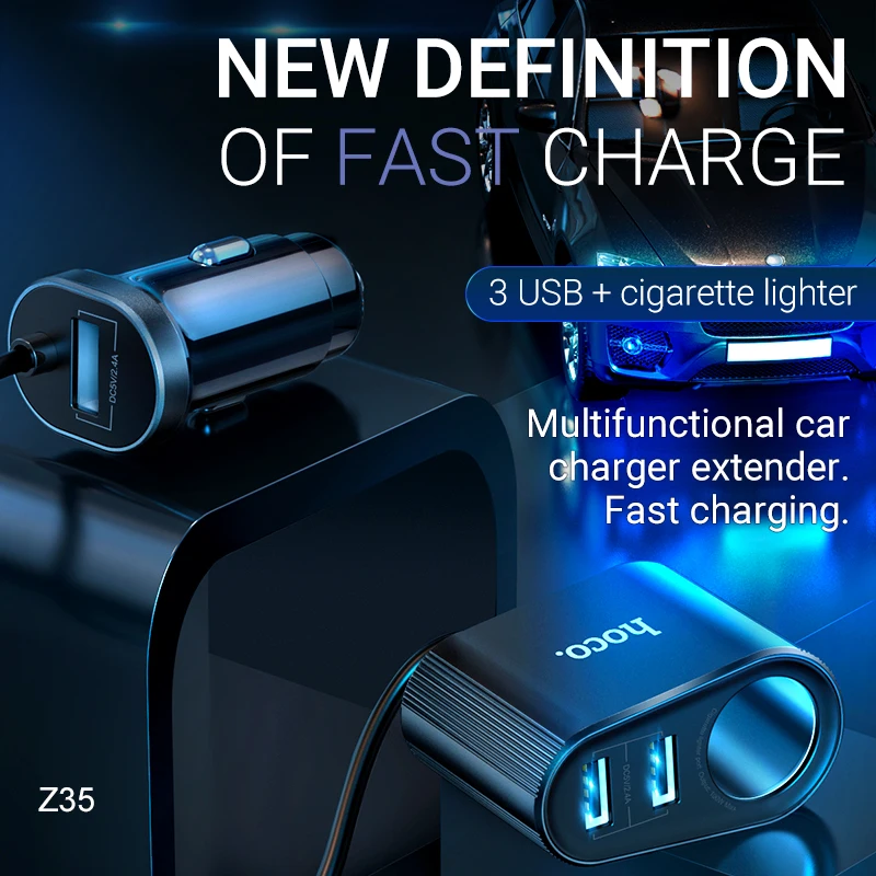 hoco автомобильное зарядное устройство 3 USB Type C PD QC3.0 AFC FCP быстрая зарядка