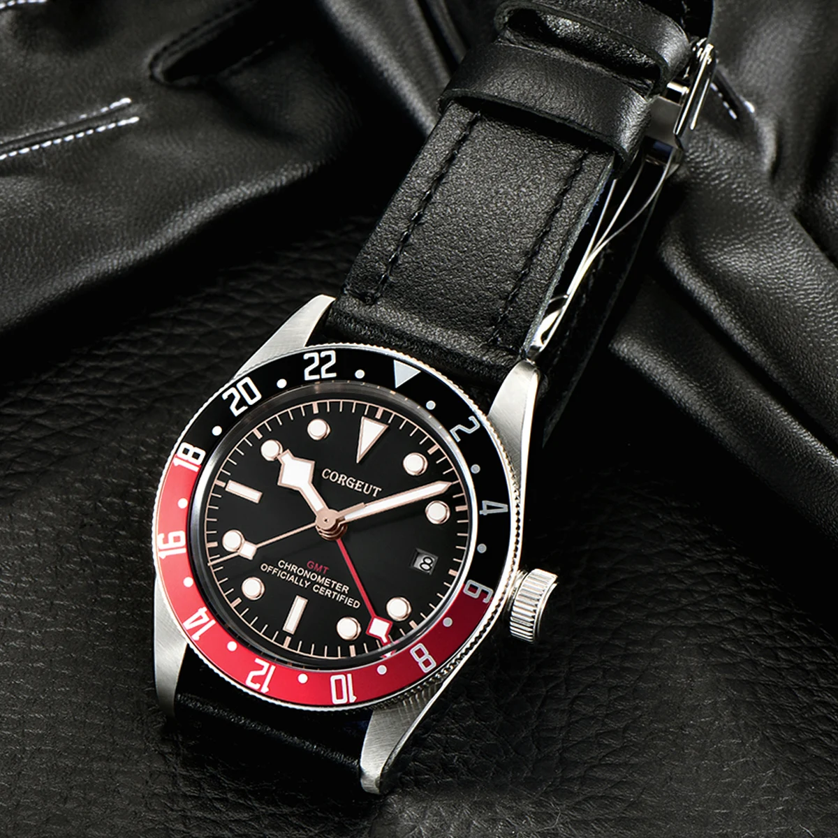 Corgeut 41 мм GMT механические наручные часы автоматический механизм сапфировое