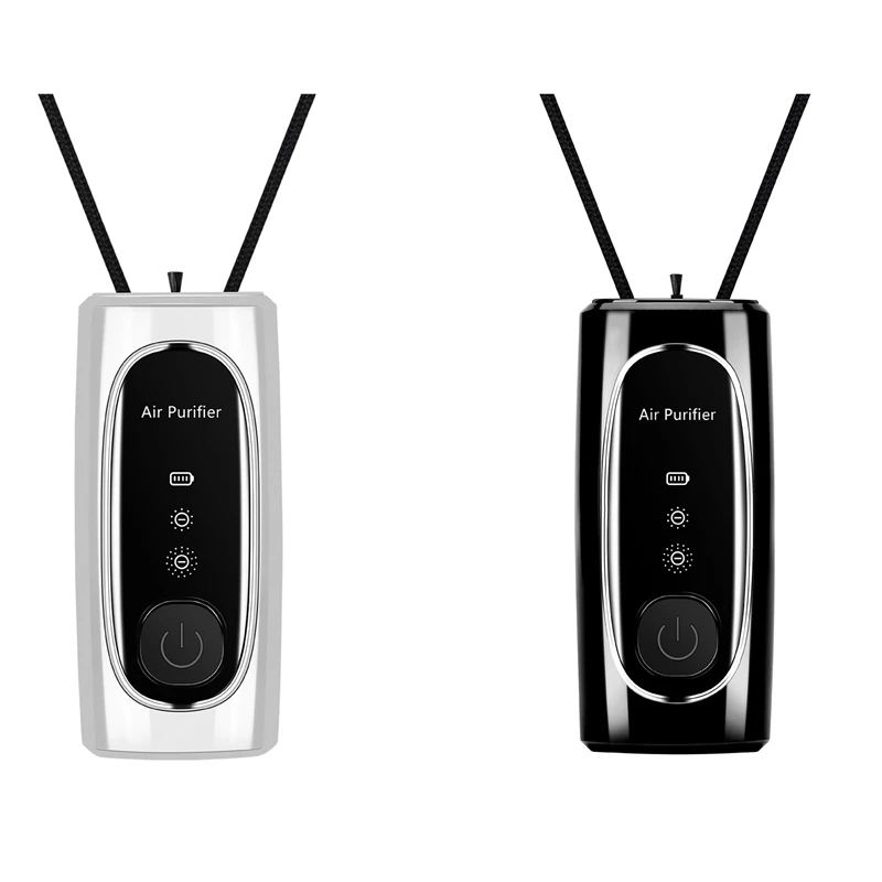 

2X Air Purifier Personal Wearable Mini Portable Car Oxygen Bar 700Mah Battery Negative Ion Hanging Neck Black & White