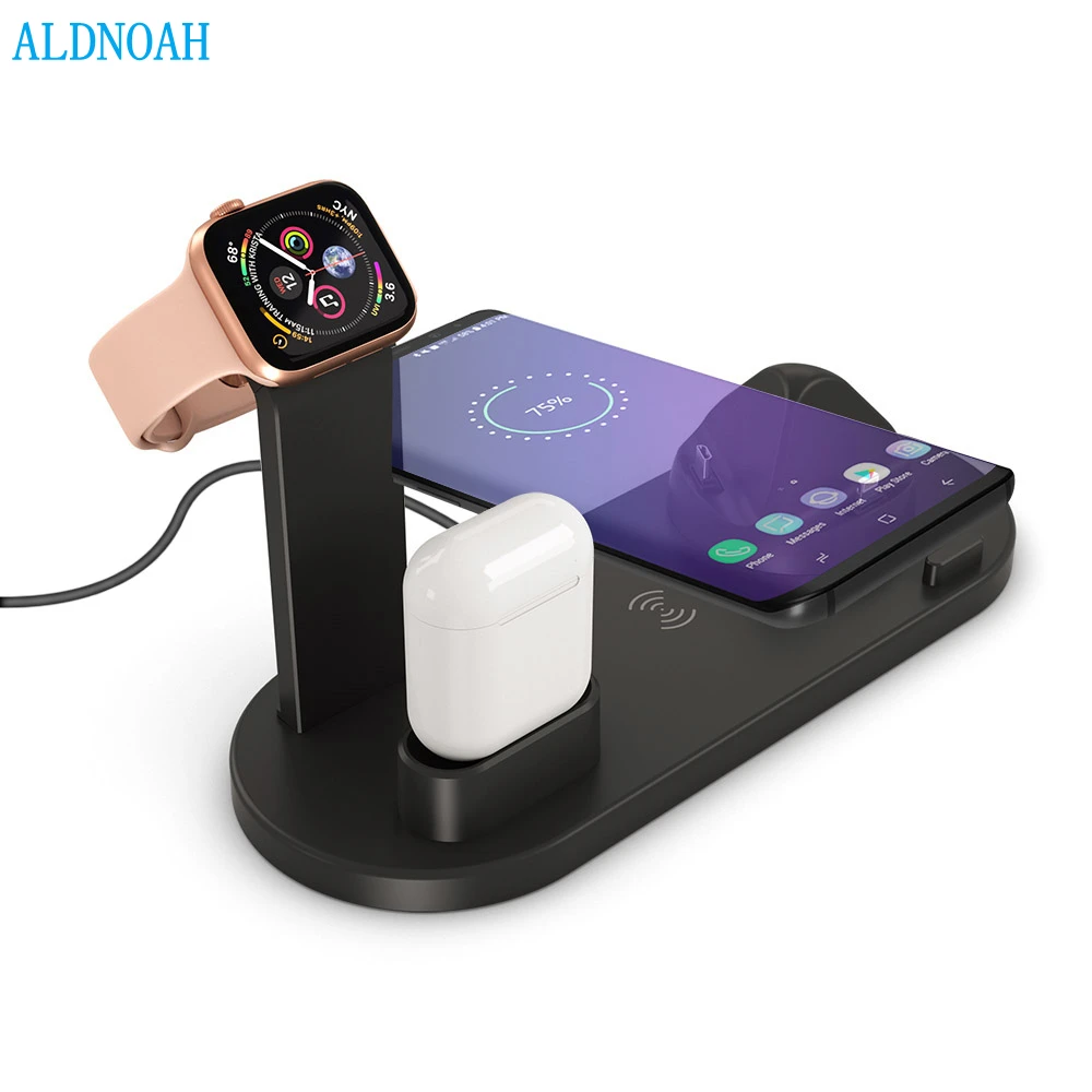 

3 in 1 Qi Wireless Charging Induction Charger Stand for iPhone 12 11 X MAX for Airpods for Apple Watch Docking Dock Station 4in1