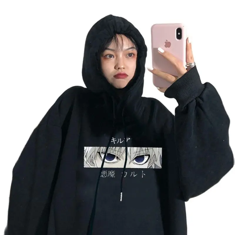 

Women Pullovers Hoodies Sweatshirts Hunter X Hunter Killua Zoldyck Devil Eye Cute Korean Style Autumn Winter Hooded Sweatshi
