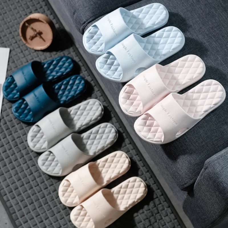 

Summer Women Men Slippers Indoor Home Floor Flat Eva Flip Flops Couple Bathroom Non-slip Soft Ins Tide To Wear Cool Slippers
