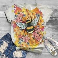 harajuku bee pattern ladies t shirt printing o neck short sleeved t shirt ladies clothes 2021 girls summer cool and comfortable