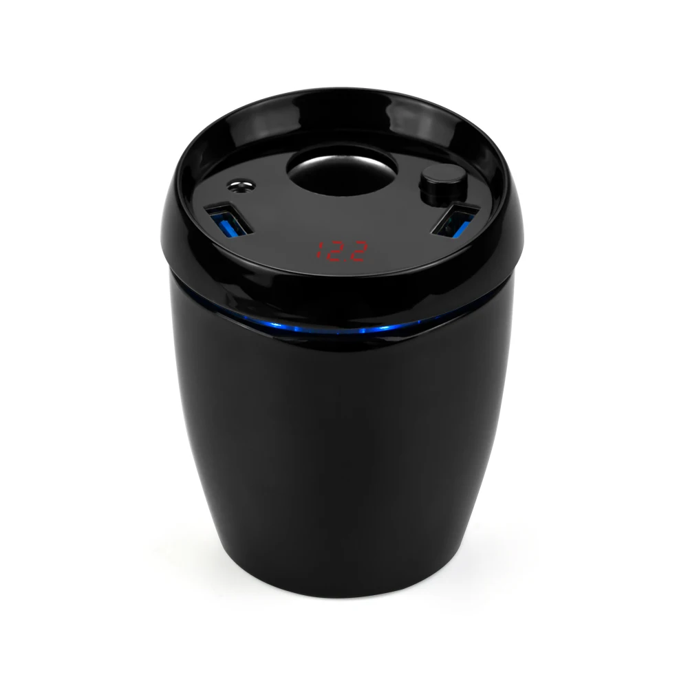 Aoshike QC3.0 4.8A автомобильное зарядное устройство для чашки прикуривателя Автомобильное зарядное устройство адаптер питания 2 usb порта Интеллектуальный для ЖК-дисплея - Название цвета: Black