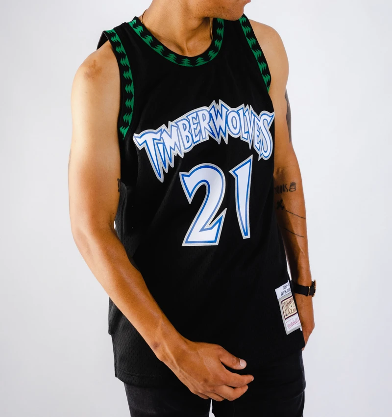 

Men New American Basketball Clothes Minnesota Timberwolves Kevin Garnett European Size Ball Pants T Shirts Cool Tops Loose Tops