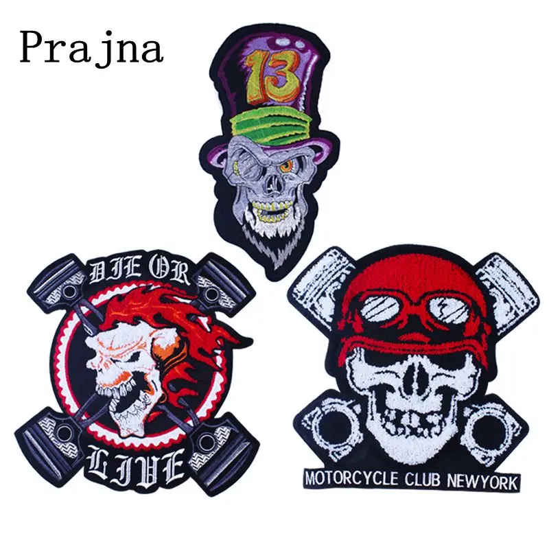 Нашивки в стиле панк Prajna железные нашивки для одежды вышитые значки рок черепа