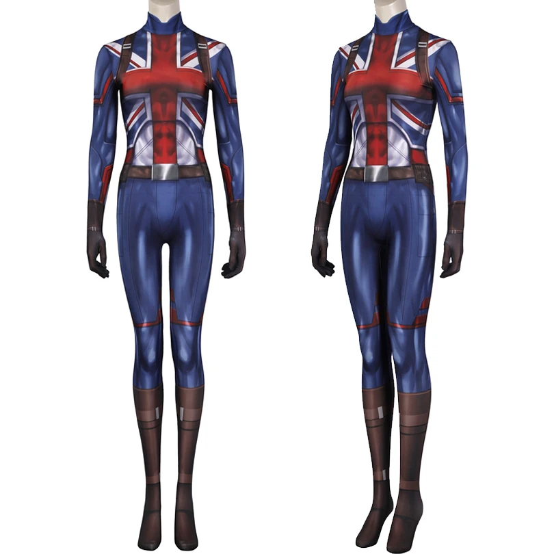 

New Movie What If Costume Captain Carter Cosplay Outfit 3D Printed Stretchy Jumpsuit Women Bodysuit