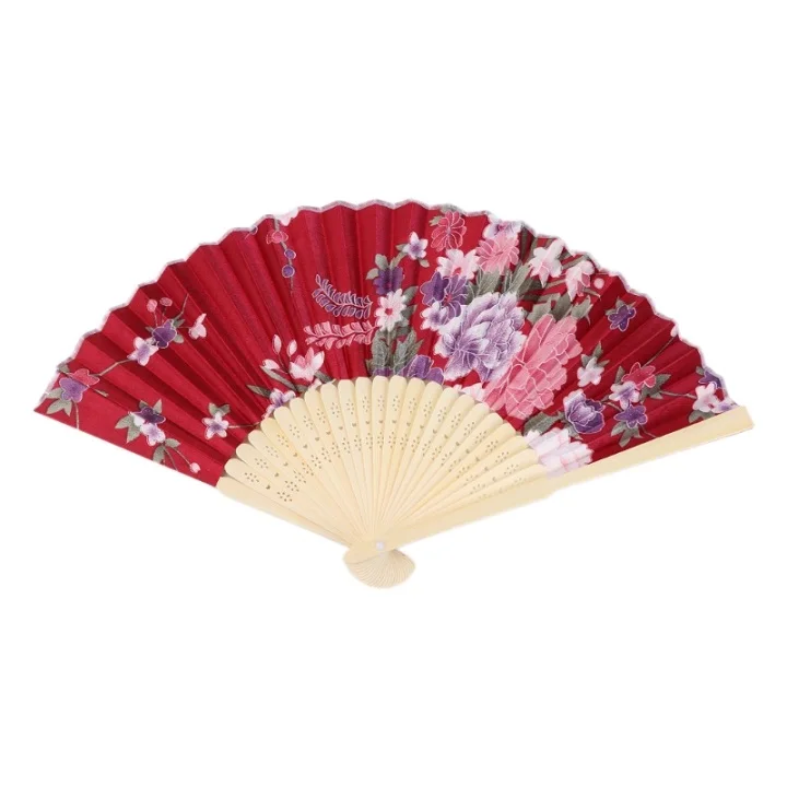 7 Colorful Chinese Bamboo Folding Hand Fan Flower Floral Wedding Dance Party Decor Au08 19 Dropship - Color: 7