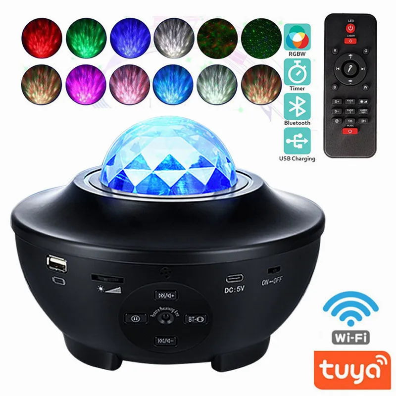 

Tuya Smart Проектор звездного неба, Wi-Fi, лазерный проектор звездного неба, развевающиеся Ночной светильник Led красочное приложение Беспроводной ...